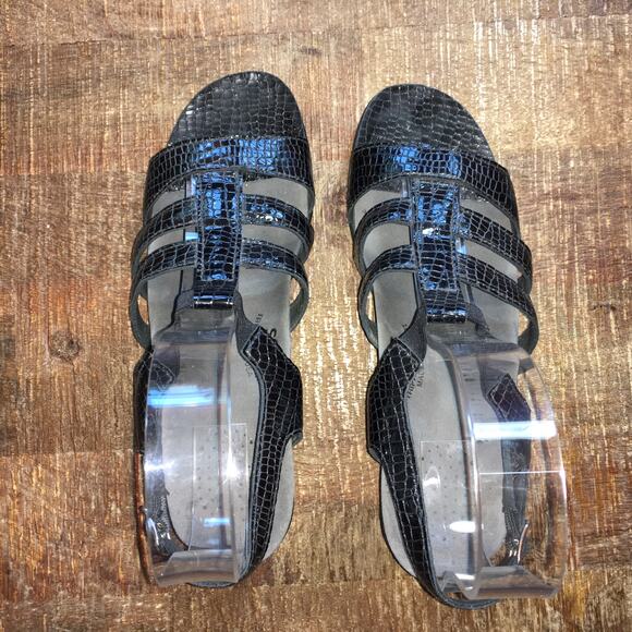 SAS Allegro Heel Strap Sandal Woman’s 9 N Narrow Black Croc Classic Heritage - Picture 4 of 9